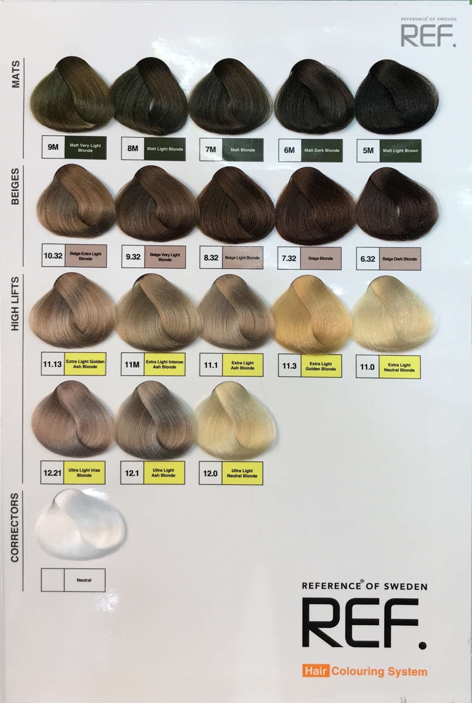 رنگ مو رف , REF سری Correctors 000 رنگ مو رف , REF سری Mats