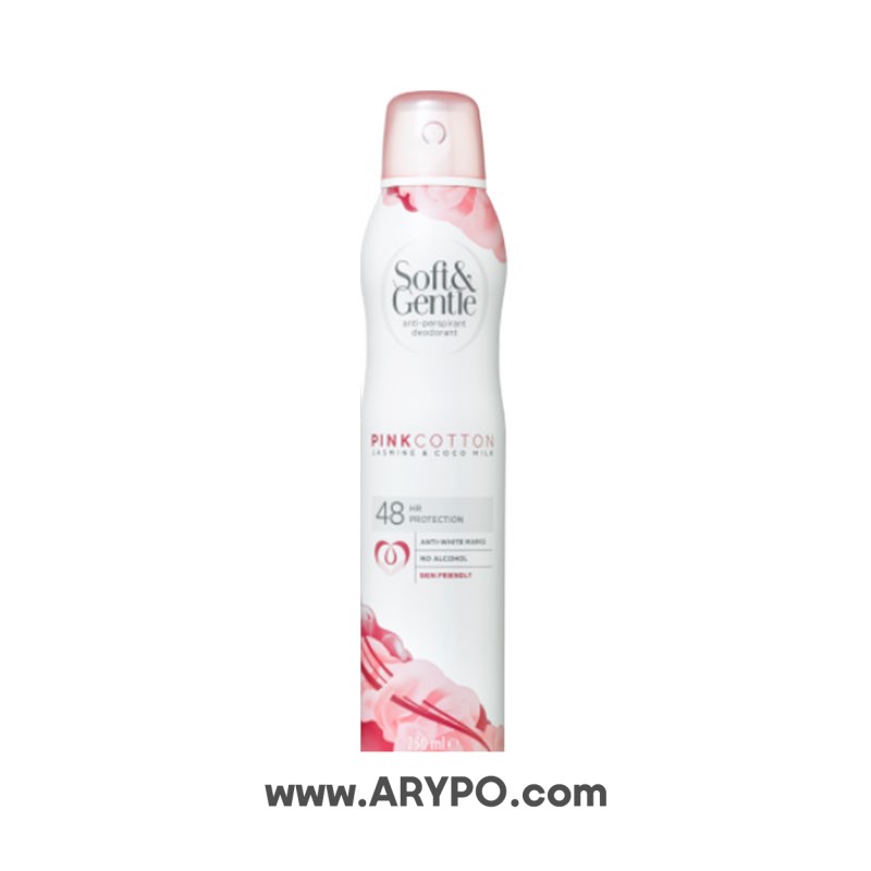 اسپری بدن ضد تعریق سافت اند جنتل مدل pink cotton اسپری بدن ضد تعریق Soft & Gentle مدل pink cotton