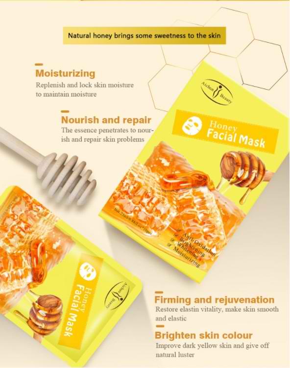 ماسک ورقه ای نقابی عسل آیچون بیوتی aichun beauty honey facial mask کاملا مغذی و ارگانیک عصاره شگفت انگیز عسل تکسین دهنده پوست های ملتهب و قرمز مناسب انواع پوست آبرسان و مرطوب کننده ضد چین و چروک