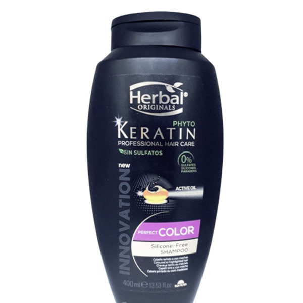 شامپو بدون سولفات موهای فر هربال سری Phyto Keratin مدل Rizos شامپو فیتو کراتین موهای رنگ شده هربال HERBAL