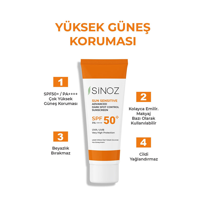 کرم ضد آفتاب سینوز مخصوص پوست های لک دار SPF50 کرم ضد آفتاب Spf50 مخصوص پوست های لک دار Sinoz