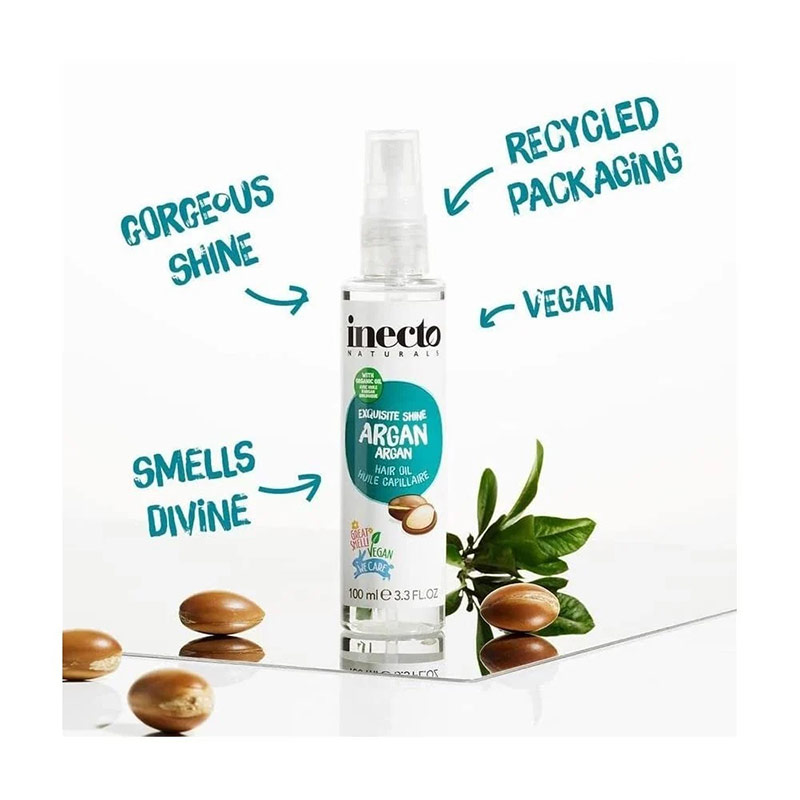 روغن آرگان اینکتو حجم 100 میل روغن مو اینکتو مدل exquisite shine ARGAN