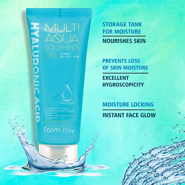 ژل شستشو هیالورونیک اسید فارم استی مدل MULTI AQUA ژل آبرسان و مرطوب کننده FARM STAY مدل HYALURONIC ACID