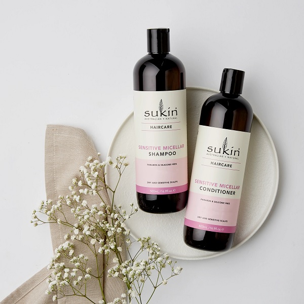 شامپو ساکین مدل sensitive micellar شامپو کاهنده خشکی پوست سر Sukin مدل Sensitive Micellar