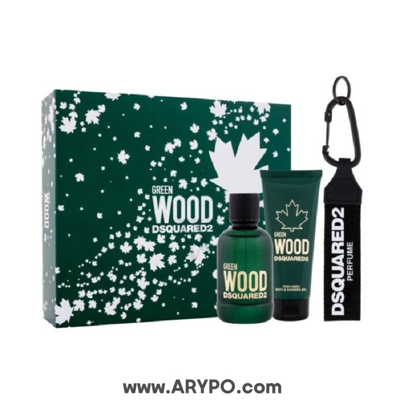 WOOD ست ادوتویلت و شاور ژل دسکوارد ² گرین وود همراه جا کلیدی هدیه